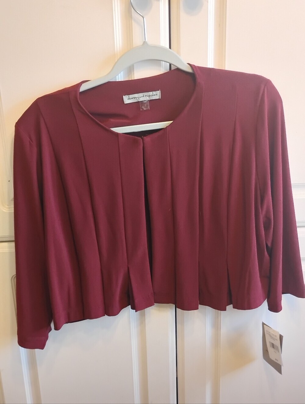 Danny & Nicole Woman's Wine Open-front Cropped Jacket, NWT, Size: PXL